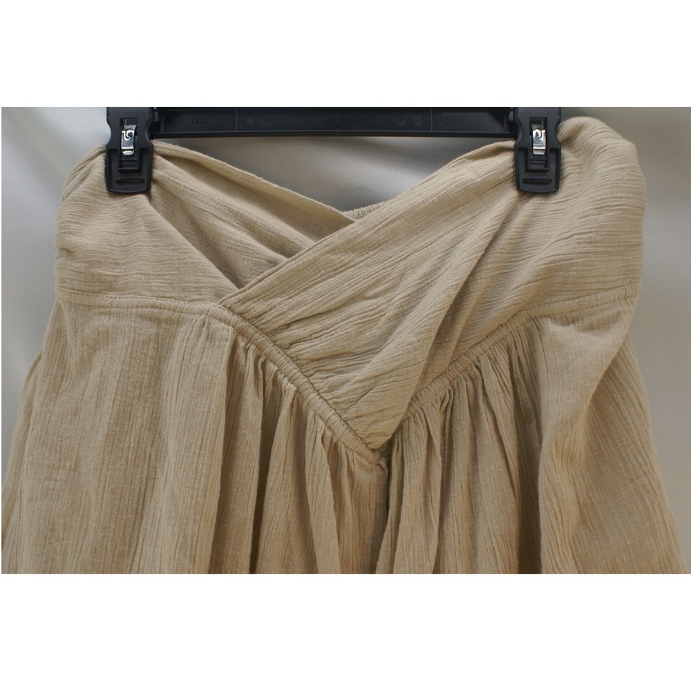 Free People Wide Leg Gauze Pants Beige Tan Crossover Waist Smocked Back Boho NEW - Picture 4 of 16